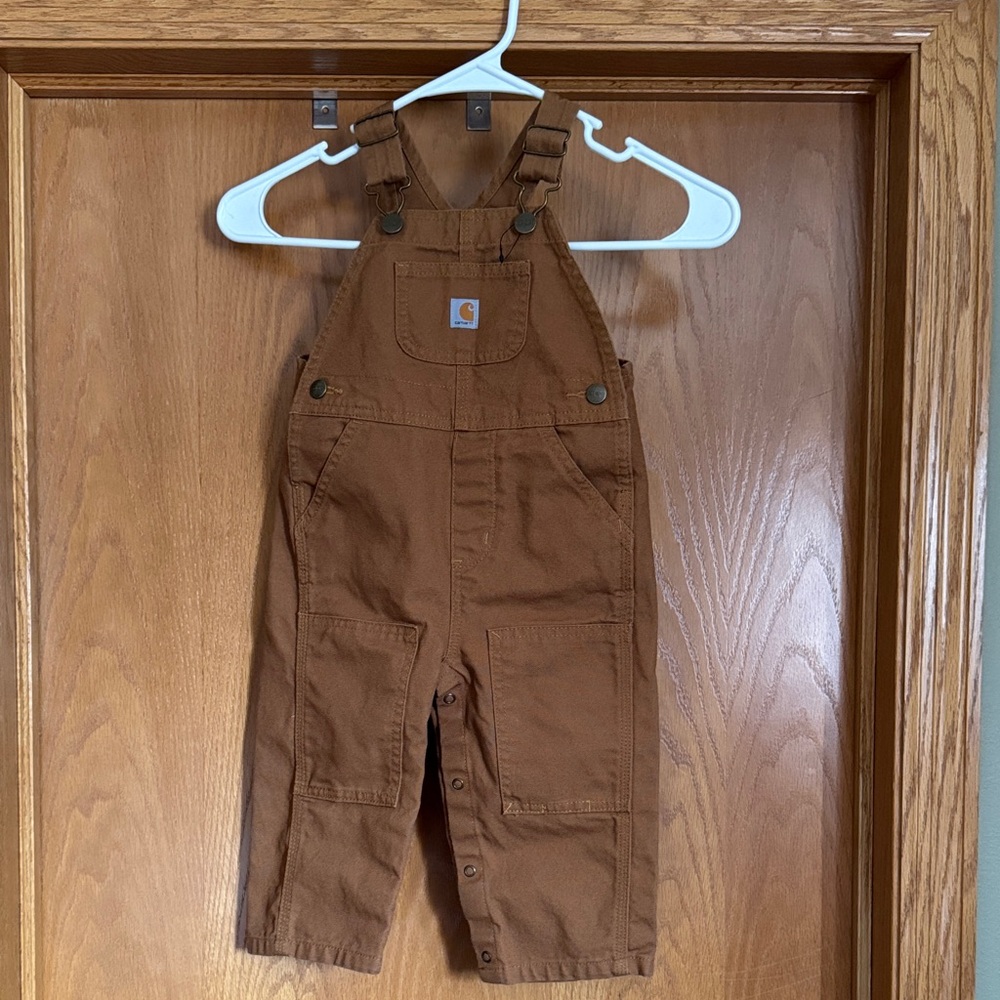 Carhartt Kids Brown Duck Overalls with Front Pocket